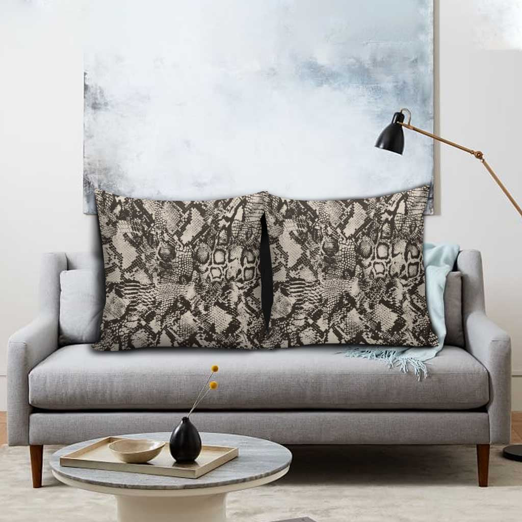 Wild Animal Skins Pillow Cover Snake and Crocodile Mix Skin - Wonder Print Shop