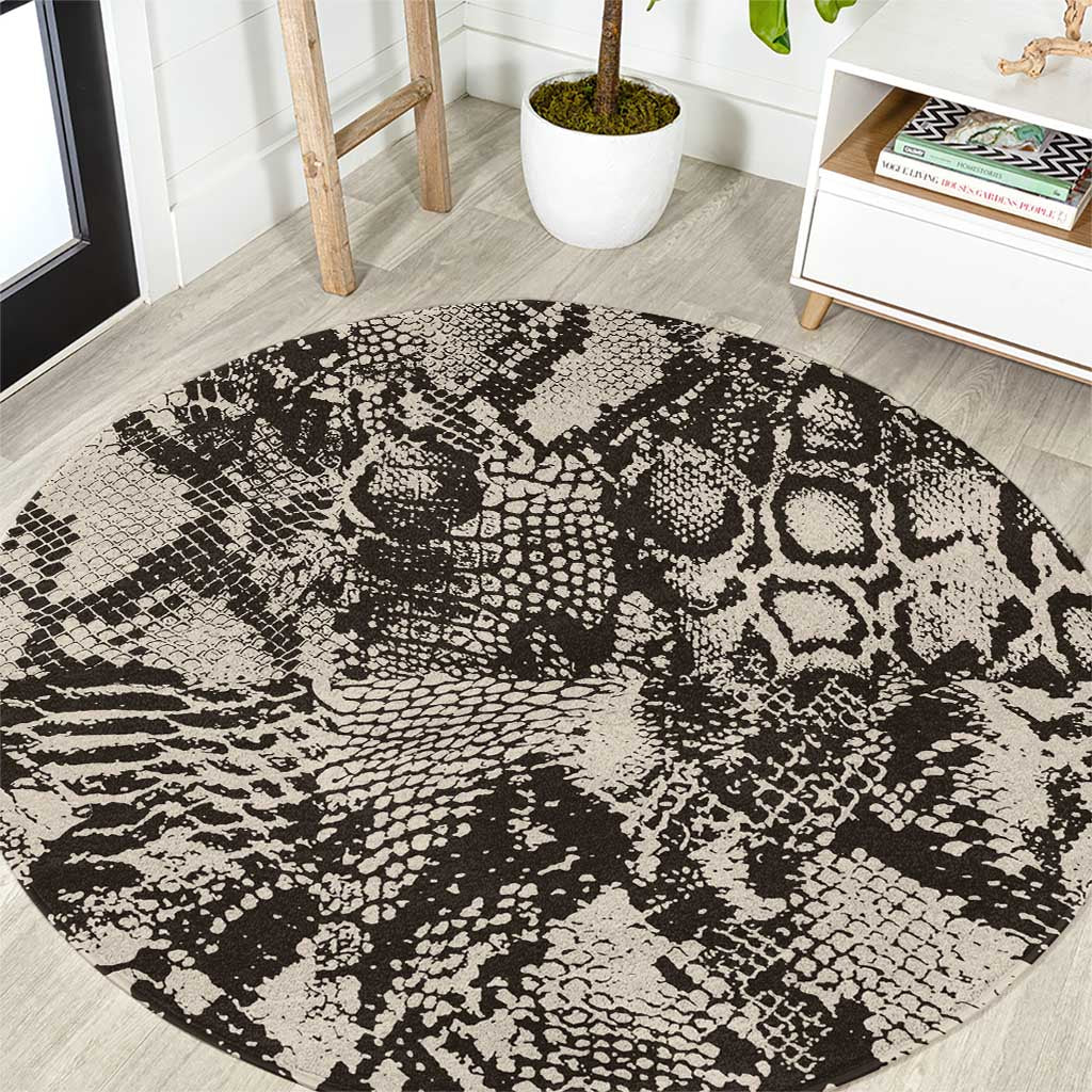 Wild Animal Skins Round Carpet Snake and Crocodile Mix Skin - Wonder Print Shop