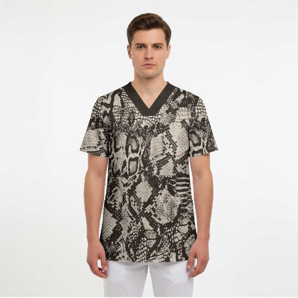 African Wild Animal Skins Scrub Top Snake and Crocodile Mix Skin