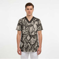 African Wild Animal Skins Scrub Top Snake and Crocodile Mix Skin