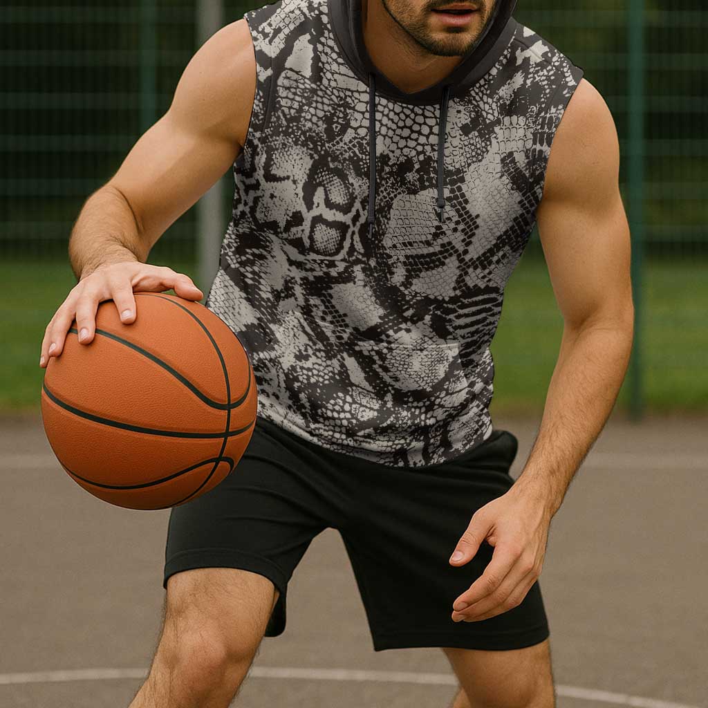 Wild Animal Skins Sleeveless Hoodie Snake and Crocodile Mix Skin - Wonder Print Shop