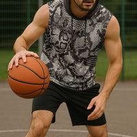 Wild Animal Skins Sleeveless Hoodie Snake and Crocodile Mix Skin - Wonder Print Shop