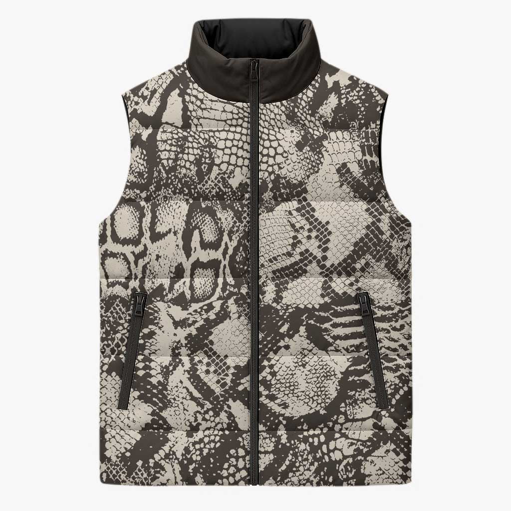 Wild Animal Skins Sleeveless Puffer Jacket Snake and Crocodile Mix Skin - Wonder Print Shop