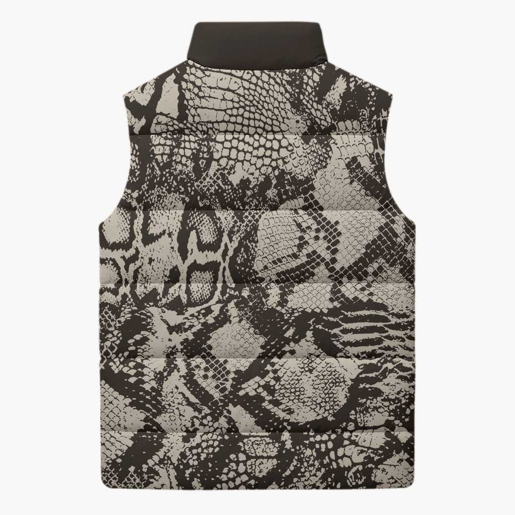 Wild Animal Skins Sleeveless Puffer Jacket Snake and Crocodile Mix Skin - Wonder Print Shop