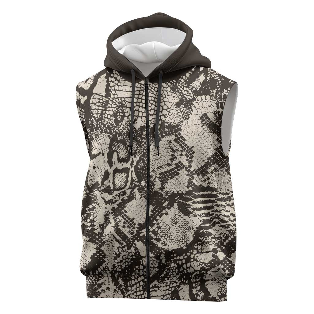 Wild Animal Skins Sleeveless Zip Hoodie Snake and Crocodile Mix Skin - Wonder Print Shop