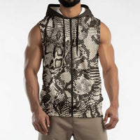Wild Animal Skins Sleeveless Zip Hoodie Snake and Crocodile Mix Skin - Wonder Print Shop