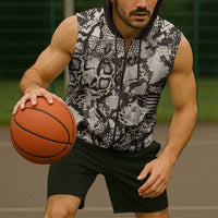 Wild Animal Skins Sleeveless Zip Hoodie Snake and Crocodile Mix Skin - Wonder Print Shop