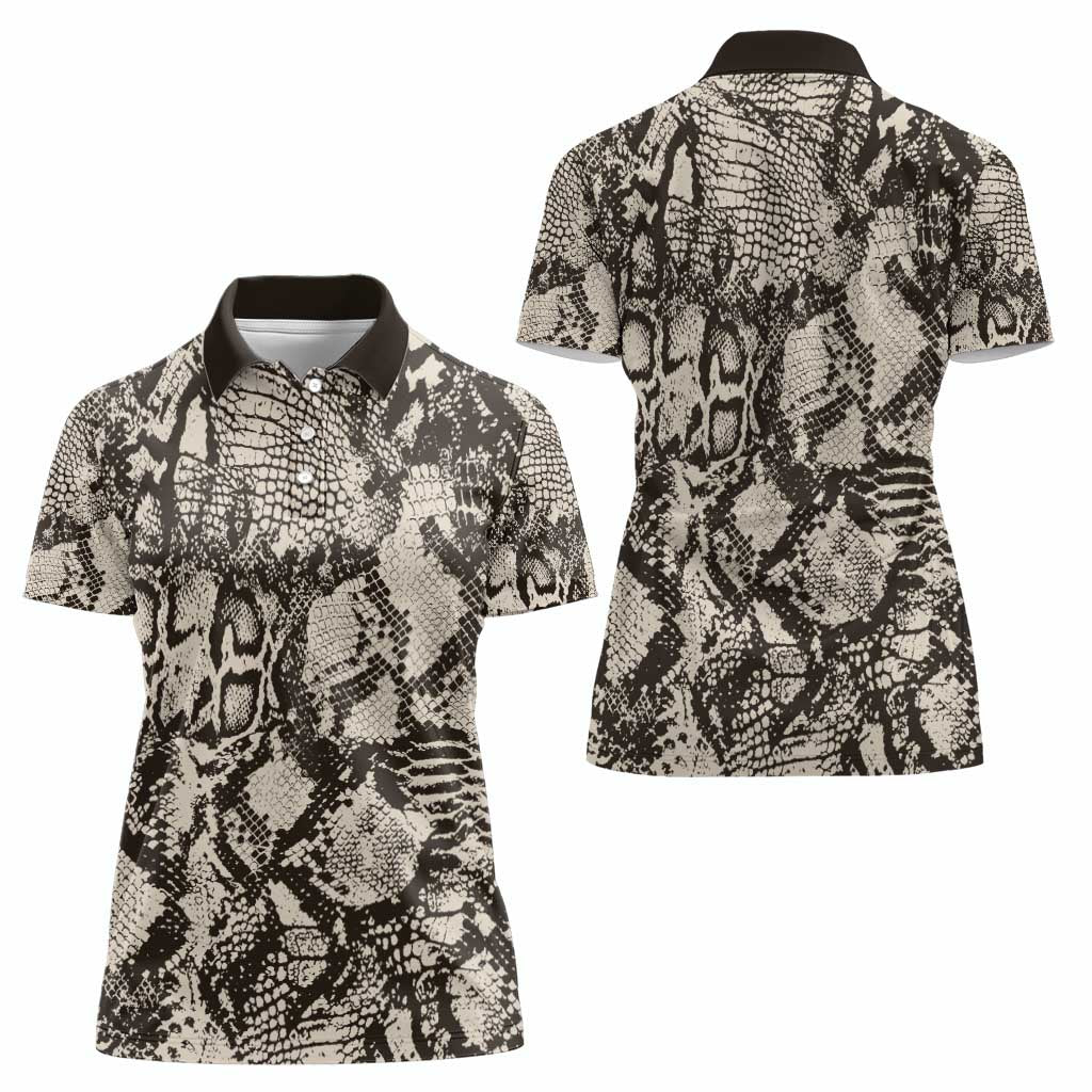 Wild Animal Skins Women Polo Shirt Snake and Crocodile Mix Skin - Wonder Print Shop