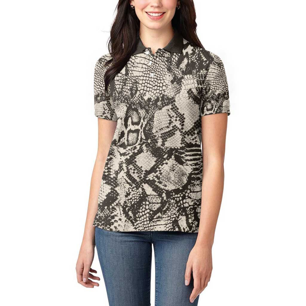 Wild Animal Skins Women Polo Shirt Snake and Crocodile Mix Skin - Wonder Print Shop
