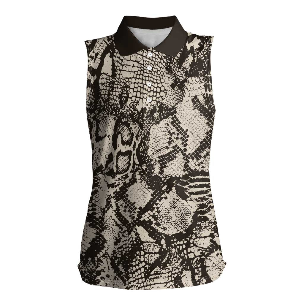 Wild Animal Skins Women Sleeveless Polo Shirt Snake and Crocodile Mix Skin - Wonder Print Shop
