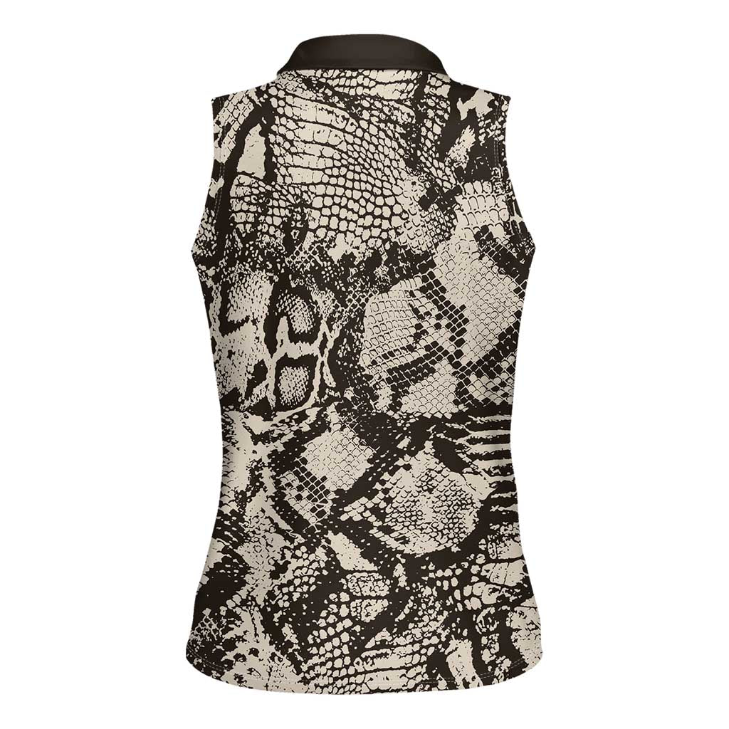 Wild Animal Skins Women Sleeveless Polo Shirt Snake and Crocodile Mix Skin - Wonder Print Shop
