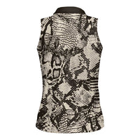 Wild Animal Skins Women Sleeveless Polo Shirt Snake and Crocodile Mix Skin - Wonder Print Shop