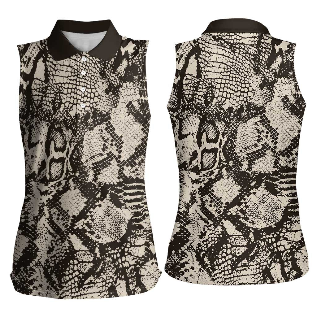 Wild Animal Skins Women Sleeveless Polo Shirt Snake and Crocodile Mix Skin - Wonder Print Shop
