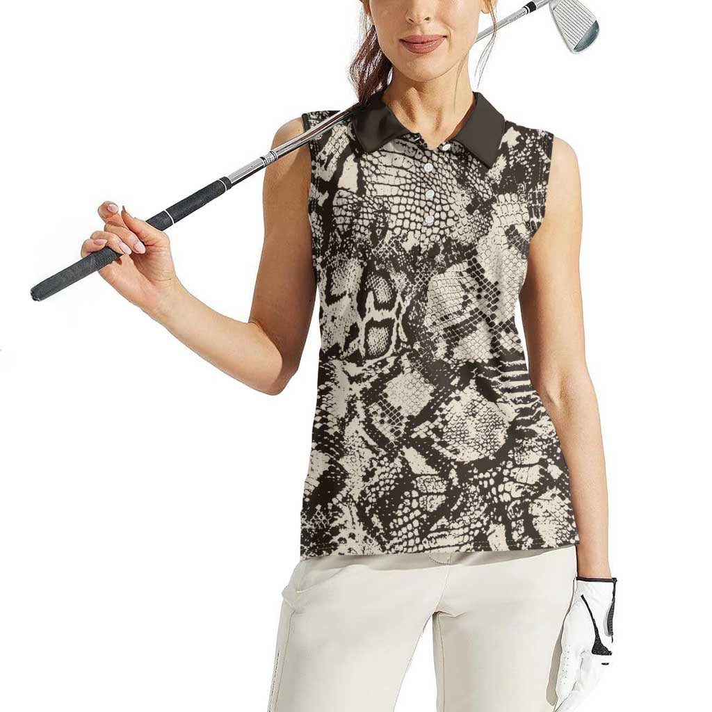 Wild Animal Skins Women Sleeveless Polo Shirt Snake and Crocodile Mix Skin - Wonder Print Shop