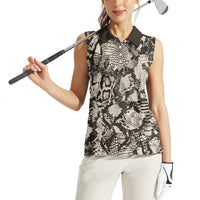 Wild Animal Skins Women Sleeveless Polo Shirt Snake and Crocodile Mix Skin - Wonder Print Shop
