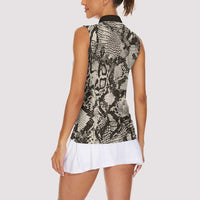 Wild Animal Skins Women Sleeveless Polo Shirt Snake and Crocodile Mix Skin - Wonder Print Shop