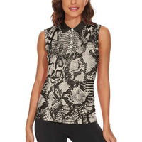 Wild Animal Skins Women Sleeveless Polo Shirt Snake and Crocodile Mix Skin - Wonder Print Shop