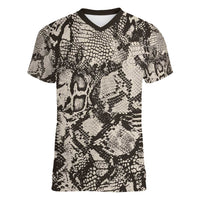 Wild Animal Skins Women V-Neck T-Shirt Snake and Crocodile Mix Skin - Wonder Print Shop