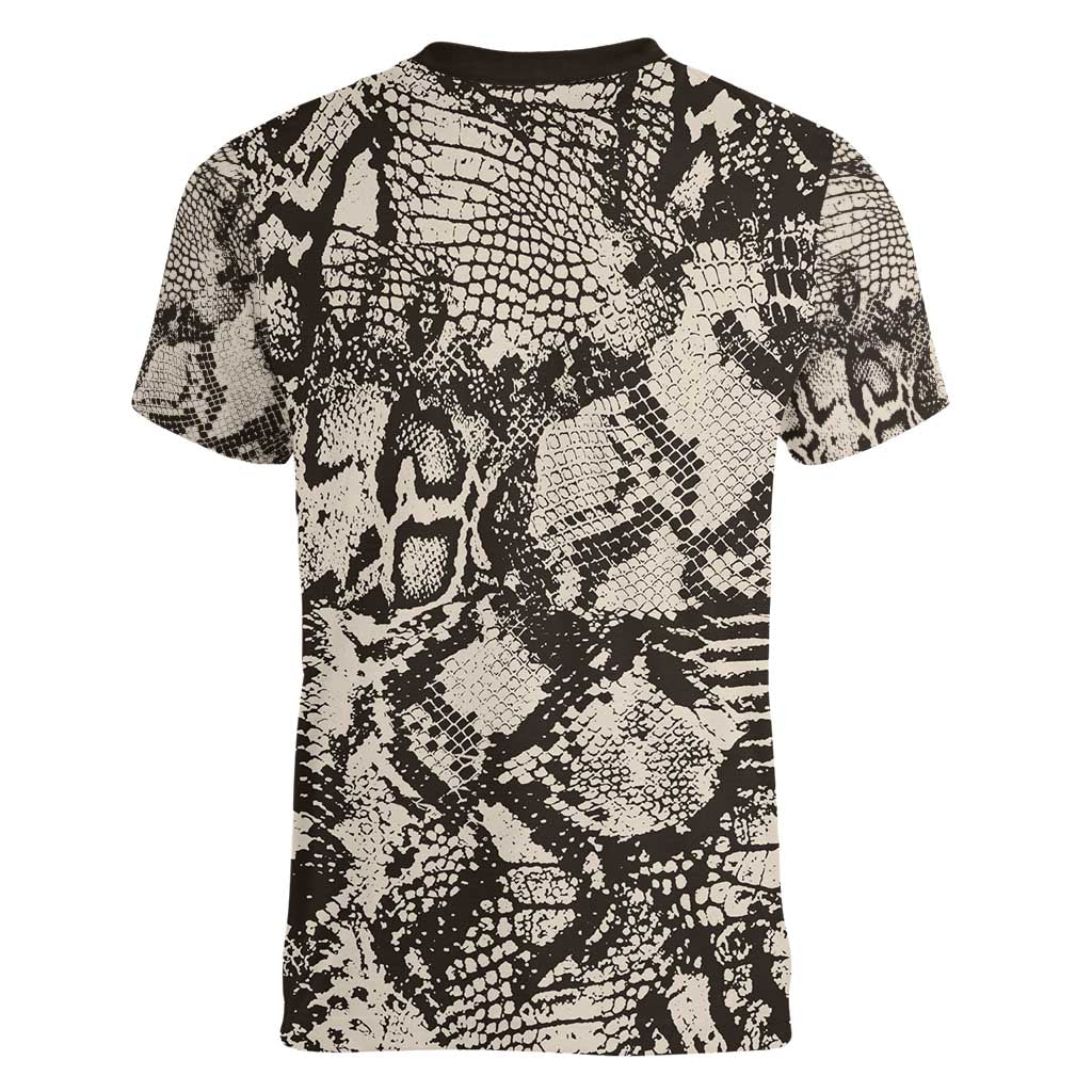 Wild Animal Skins Women V-Neck T-Shirt Snake and Crocodile Mix Skin - Wonder Print Shop
