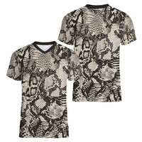 Wild Animal Skins Women V-Neck T-Shirt Snake and Crocodile Mix Skin - Wonder Print Shop