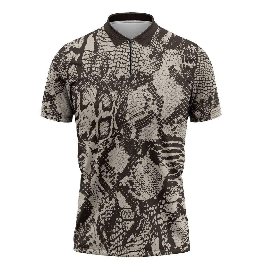 Wild Animal Skins Zipper Polo Shirt Snake and Crocodile Mix Skin - Wonder Print Shop