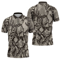Wild Animal Skins Zipper Polo Shirt Snake and Crocodile Mix Skin - Wonder Print Shop