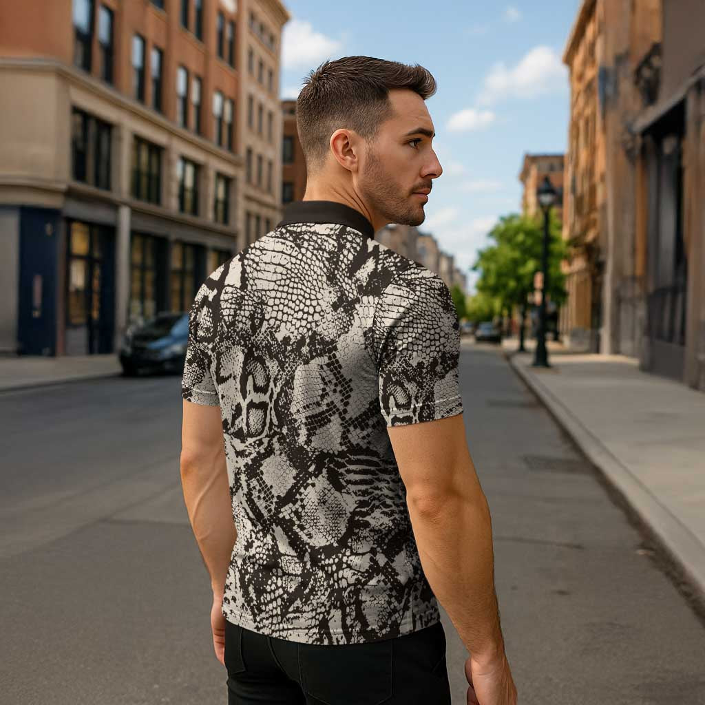Wild Animal Skins Zipper Polo Shirt Snake and Crocodile Mix Skin - Wonder Print Shop