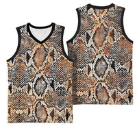 Wild Animal Skins Basketball Jersey Vintage Snake Skin Pattern - Wonder Print Shop