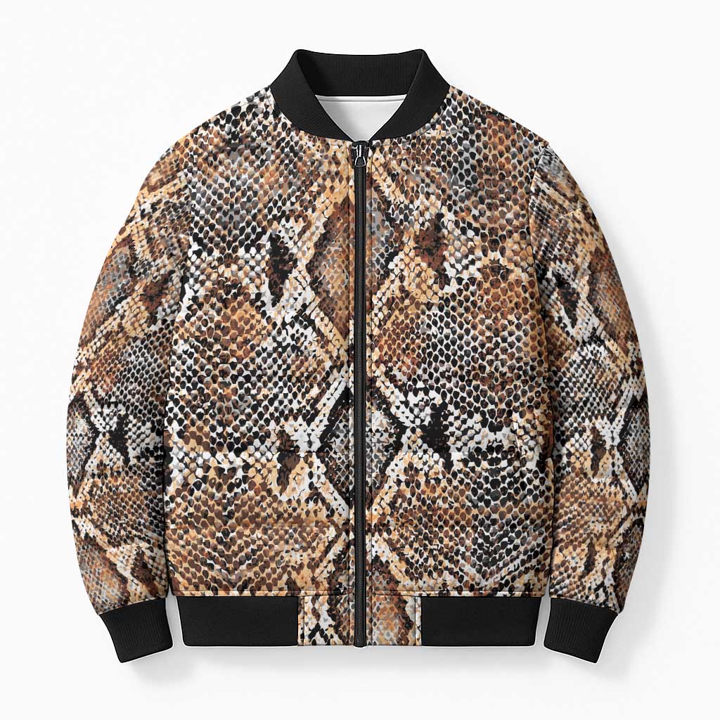 Wild Animal Skins Bomber Puffer Jacket Vintage Snake Skin Pattern - Wonder Print Shop
