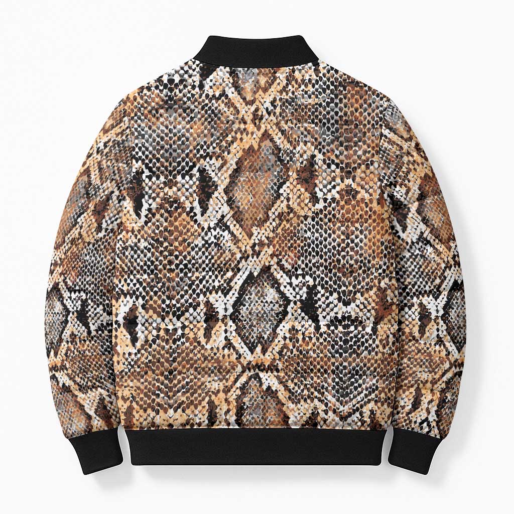 Wild Animal Skins Bomber Puffer Jacket Vintage Snake Skin Pattern - Wonder Print Shop