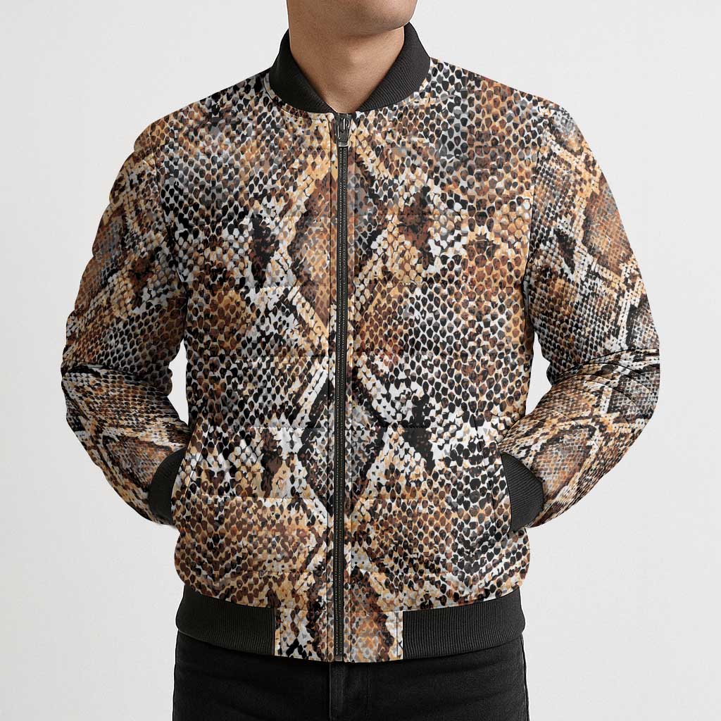 Wild Animal Skins Bomber Puffer Jacket Vintage Snake Skin Pattern - Wonder Print Shop