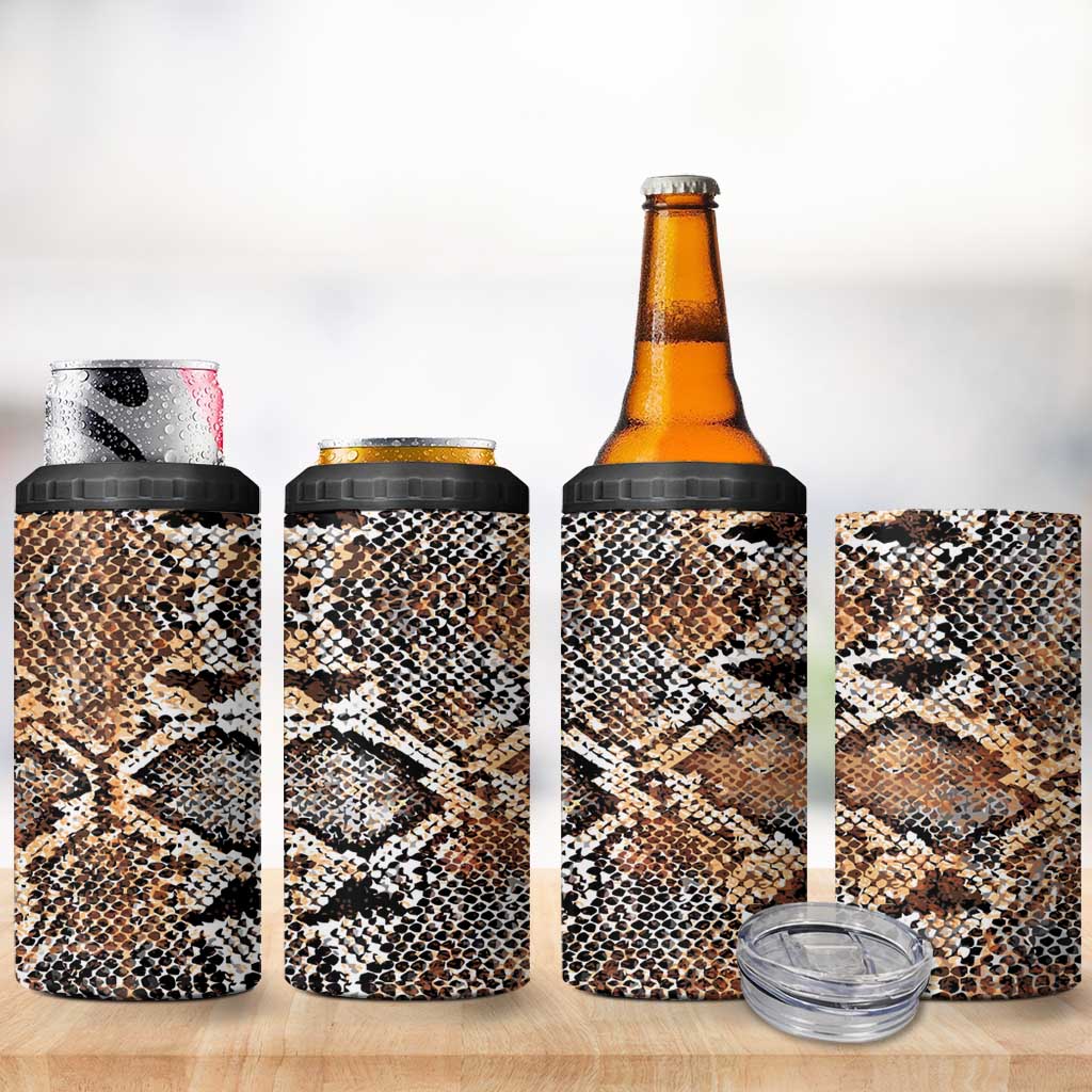 Wild Animal Skins 4 in 1 Can Cooler Tumbler Vintage Snake Skin Pattern - Wonder Print Shop