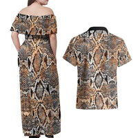 Wild Animal Skins Couples Matching Off Shoulder Maxi Dress and Hawaiian Shirt Vintage Snake Skin Pattern - Wonder Print Shop