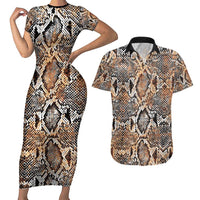 Wild Animal Skins Couples Matching Short Sleeve Bodycon Dress and Hawaiian Shirt Vintage Snake Skin Pattern - Wonder Print Shop