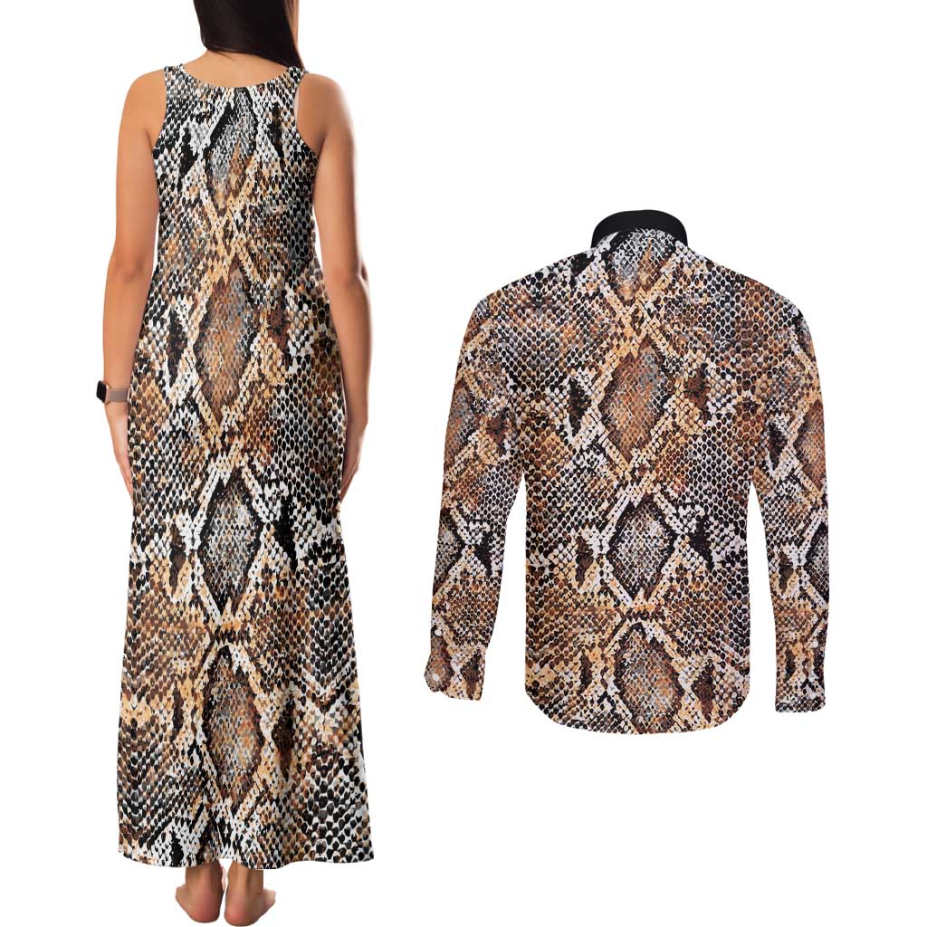 Wild Animal Skins Couples Matching Tank Maxi Dress and Long Sleeve Button Shirt Vintage Snake Skin Pattern - Wonder Print Shop