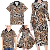 Wild Animal Skins Family Matching Long Sleeve Bodycon Dress and Hawaiian Shirt Vintage Snake Skin Pattern - Wonder Print Shop