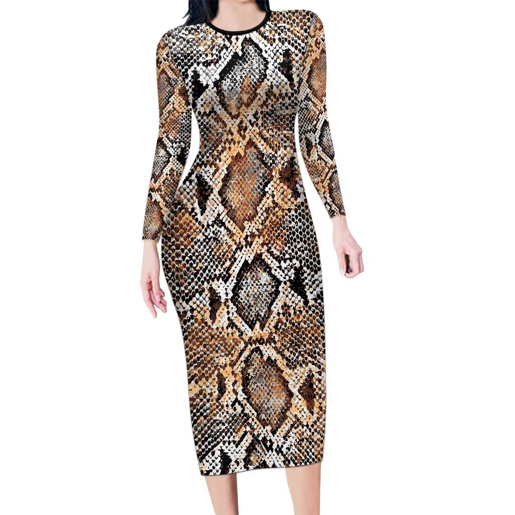 Wild Animal Skins Family Matching Long Sleeve Bodycon Dress and Hawaiian Shirt Vintage Snake Skin Pattern - Wonder Print Shop