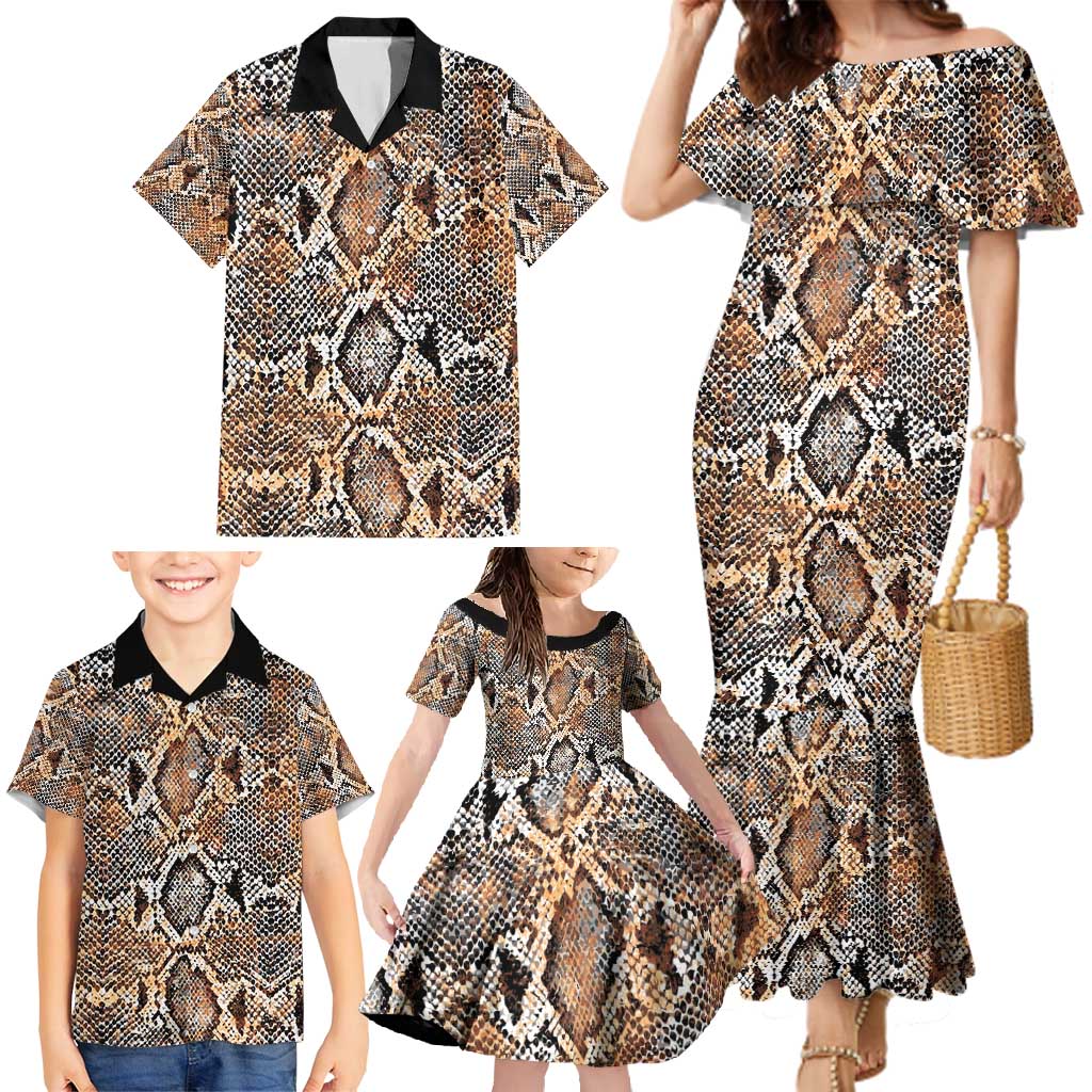 Wild Animal Skins Family Matching Mermaid Dress and Hawaiian Shirt Vintage Snake Skin Pattern - Wonder Print Shop