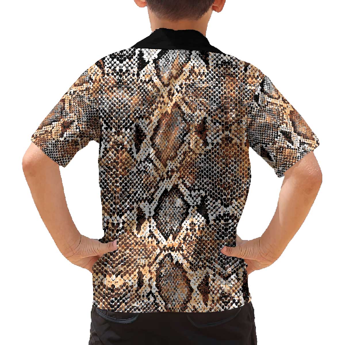 Wild Animal Skins Family Matching Off The Shoulder Long Sleeve Dress and Hawaiian Shirt Vintage Snake Skin Pattern - Wonder Print Shop
