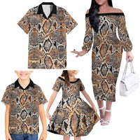Wild Animal Skins Family Matching Off The Shoulder Long Sleeve Dress and Hawaiian Shirt Vintage Snake Skin Pattern - Wonder Print Shop