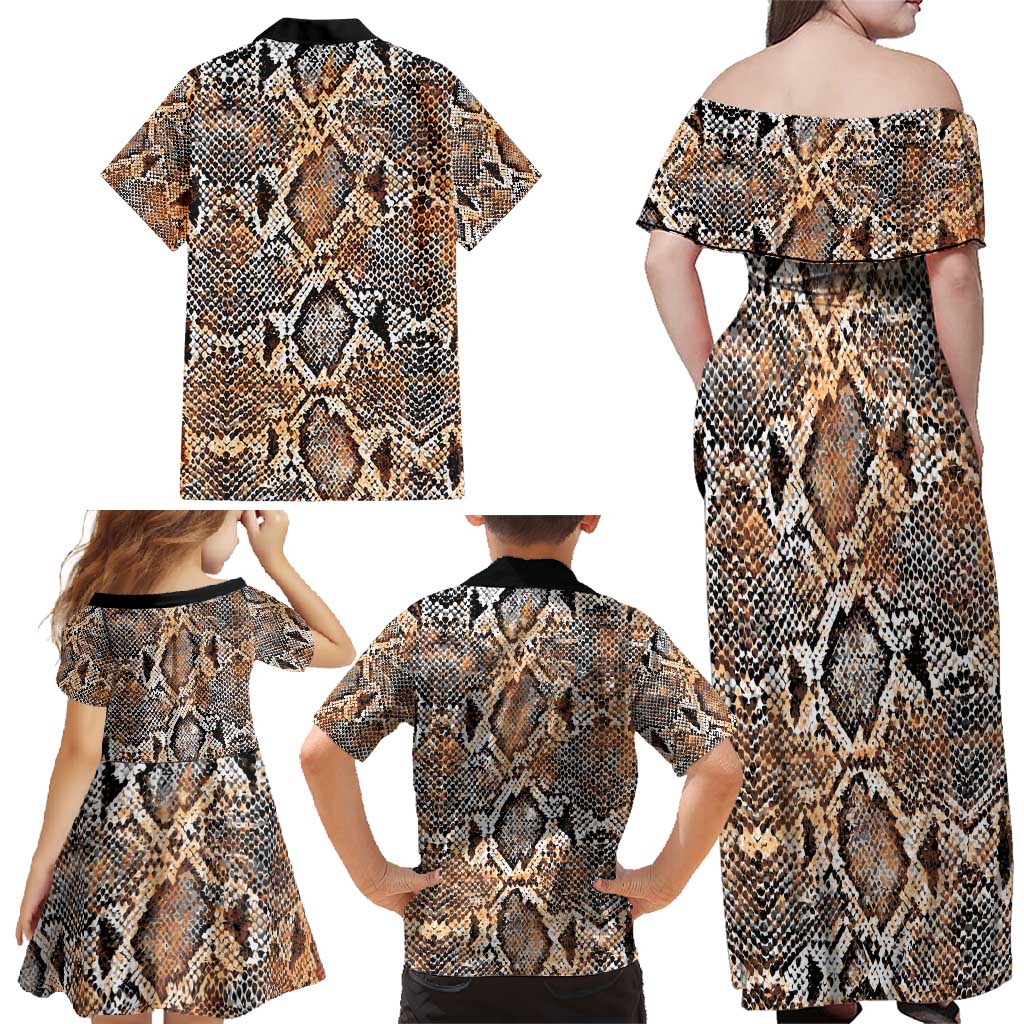 Wild Animal Skins Family Matching Off Shoulder Maxi Dress and Hawaiian Shirt Vintage Snake Skin Pattern - Wonder Print Shop