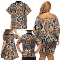 Wild Animal Skins Family Matching Off Shoulder Short Dress and Hawaiian Shirt Vintage Snake Skin Pattern - Wonder Print Shop