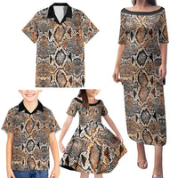 Wild Animal Skins Family Matching Puletasi and Hawaiian Shirt Vintage Snake Skin Pattern - Wonder Print Shop