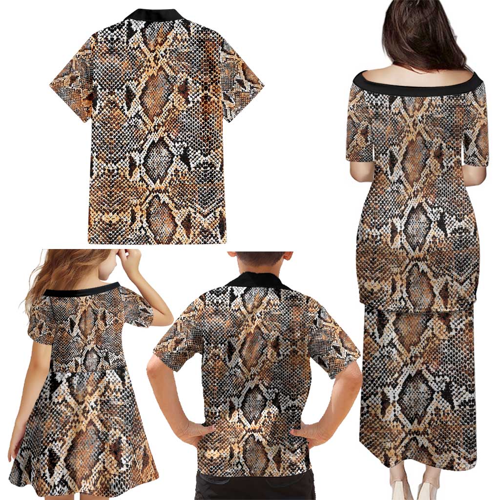 Wild Animal Skins Family Matching Puletasi and Hawaiian Shirt Vintage Snake Skin Pattern - Wonder Print Shop