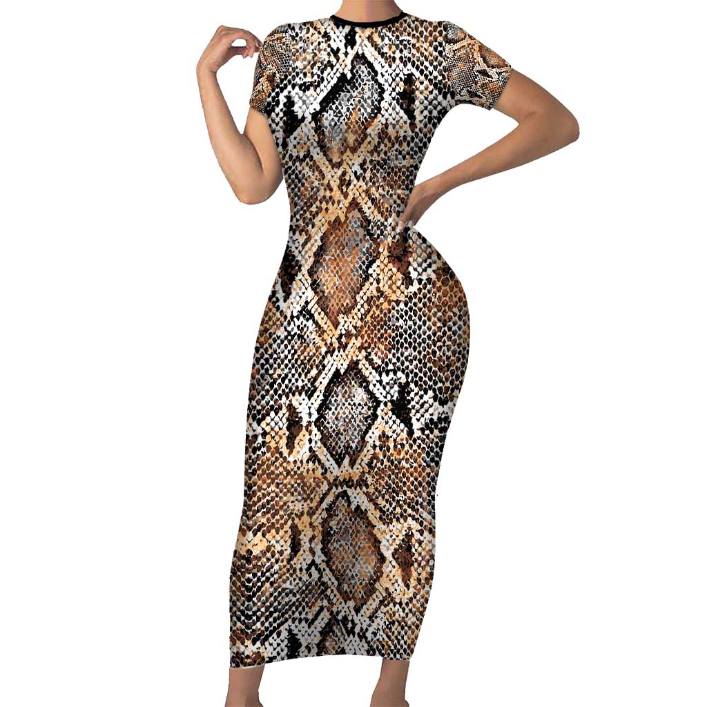 Wild Animal Skins Family Matching Short Sleeve Bodycon Dress and Hawaiian Shirt Vintage Snake Skin Pattern - Wonder Print Shop