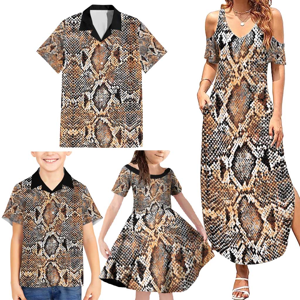 Wild Animal Skins Family Matching Summer Maxi Dress and Hawaiian Shirt Vintage Snake Skin Pattern - Wonder Print Shop