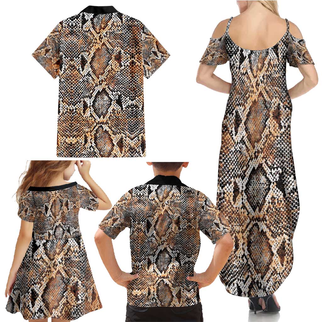 Wild Animal Skins Family Matching Summer Maxi Dress and Hawaiian Shirt Vintage Snake Skin Pattern - Wonder Print Shop