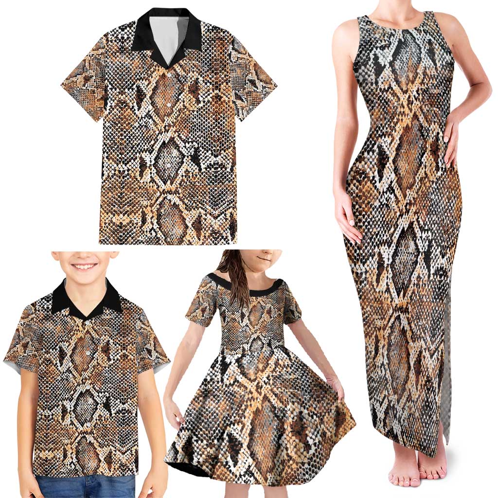Wild Animal Skins Family Matching Tank Maxi Dress and Hawaiian Shirt Vintage Snake Skin Pattern - Wonder Print Shop