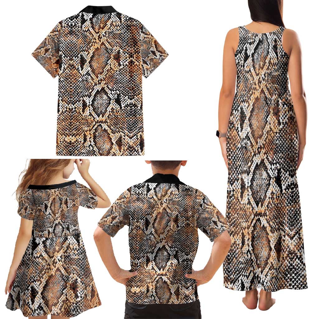 Wild Animal Skins Family Matching Tank Maxi Dress and Hawaiian Shirt Vintage Snake Skin Pattern - Wonder Print Shop