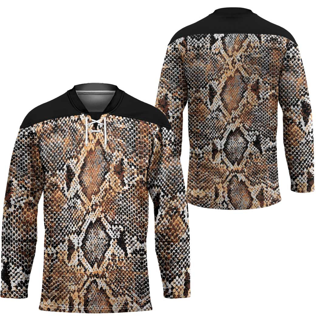 Wild Animal Skins Hockey Jersey Vintage Snake Skin Pattern - Wonder Print Shop